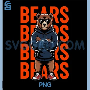 Cool Bear PNG, Retro Hoodie Bear Graphic Design PNG