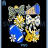 Retro Blue & Gold Cheer PNG, Football Game Day PNG, Coquette Bow PNG