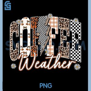 Retro Checkered Leopard Fall PNG, Coffee Weather Autumn PNG