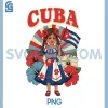 Retro Cuban Girl PNG, Traditional Dress Cuba Heritage Flag PNG