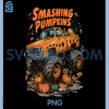 Retro Funny Monster Truck PNG, Smashing Pumpkin Boys Halloween PNG