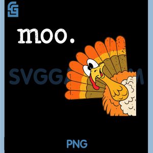 Retro Turkey Moo PNG, Funny Thanksgiving PNG