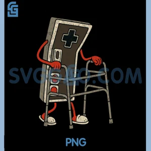 Retro Video Game PNG, Controller with Walker PNG, Funny Gamer Gaming PNG