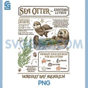 Retro Vintage Sea Otters PNG, Monterey Aquarium Lover PNG