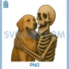 Skeleton Hugging Labrador PNG, Retriever Halloween Dog PNG