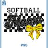Softball Mama Mom Game Day PNG, Retro Checkered PNG, Coquette Bow PNG