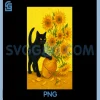Sunflowers Cat Van Gogh PNG, Famous Painting Cat and Art Lovers PNG