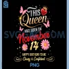 This Queen was Born on November PNG, 14 November 14th Birthday PNG