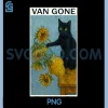 Van Gogh Black Cat With Sunflowers PNG, Funny Cat PNG