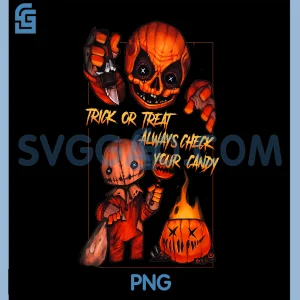 Vintage Trick Or Treat PNG, Always Check Your Candy Pumpkin PNG