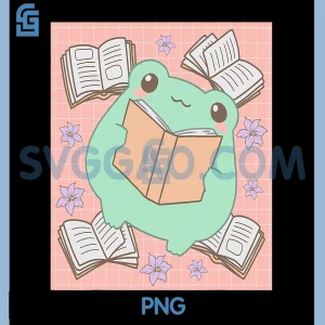 Cottagecore Aesthetic PNG, Kawaii Frog Book Frogcore PNG