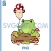 Kawaii Frog Holding PNG, A Mushroom Balloon PNG