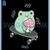 Kawaii Skateboarding PNG, Frog Skateboarder PNG