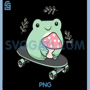 Kawaii Skateboarding PNG, Frog Skateboarder PNG