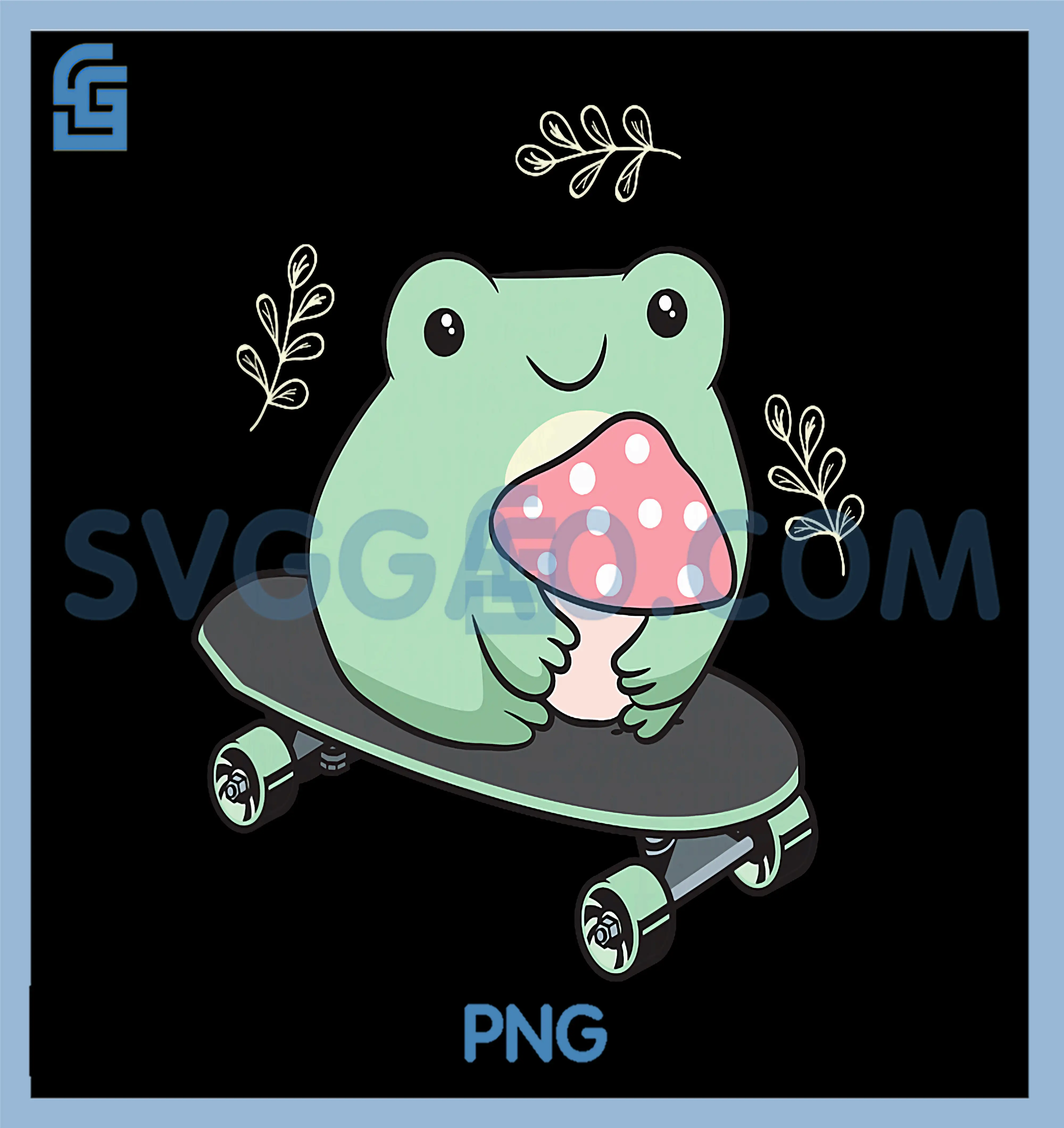Kawaii Skateboarding PNG, Frog Skateboarder PNG