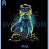 DJ Cat Splash House Music PNG, Beatmaker EDM Turntable DJ Cat PNG