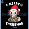 Santa Hat Christmas PNG, Fairy Lights Axolotl PNG