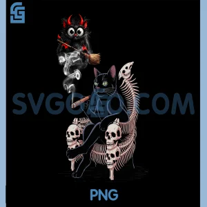 Black Cat Smoking PNG, Cigarette Halloween Scary PNG, Vampire Cat PNG