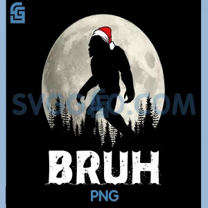 Bruh Bigfoot Christmas Funny PNG, Christmas Tree Xmas Sasquatch PNG