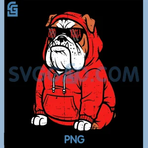 Cool Bulldog in Red Hoodie PNG, Funny Dog Lover Design PNG