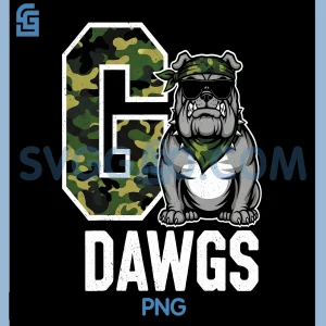 Camo Bulldog PNG, Cool Dog in Bandana Design PNG