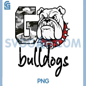 Go Bulldogs PNG, Camo Letter Bulldog Head Design PNG