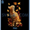 Colorful Tabby Cat with Fall PNG, Leaves Forest Autumn Aesthetic PNG