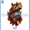 Colorful Toad with Autumn Leaves PNG, Fall Flowers Forest Animal PNG