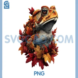 Colorful Toad with Autumn Leaves PNG, Fall Flowers Forest Animal PNG