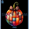 Coquette Bow Patchwork Pumpkin PNG, Thanksgiving Rustic Fall PNG