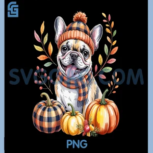 Cute French Bulldog PNG, Pumpkin Fall Thanksgiving Vibes PNG