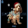Funny Cocker Spaniel Dog PNG, Santa Merry Christmas Lights PNG