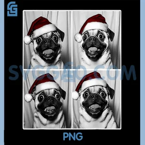 Pug Meme PNG, Funny Dog Selfie PNG, Christmas Selfie Xmas PNG