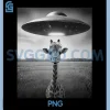 Funny Giraffe Selfie PNG, Giraffe with UFO Selfie Alien PNG