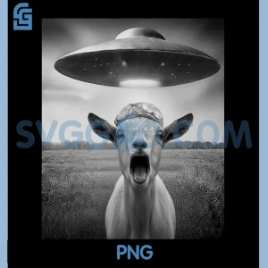 Funny Goat Selfie PNG, Goat with UFO Selfie Alien Weird PNG