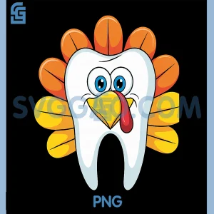 Funny Tooth Turkey Dentist PNG, Thanksgiving Fall Dental Hygiene PNG