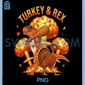 Funny Turkey T-Rex PNG, Explosion Dino Thanksgiving PNG