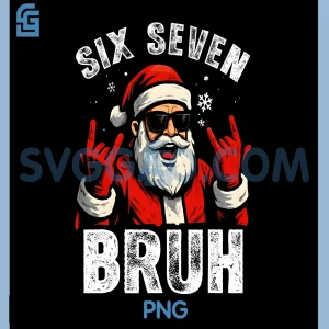 67 Meme 6 7 Funny Christmas PNG, Santa Rock On Six Seven Bruh PNG