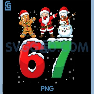67 Meme Six Seven PNG, Dabbing Santa 6 7 Funny Christmas PNG