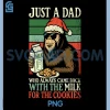 Christmas Bigfoot Papa PNG, Just A Dad Came Back Milk & Cookies PNG