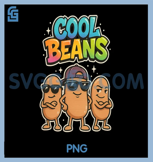 Cool Beans Funny Retro PNG, Cartoon Colorful Graphic Design PNG