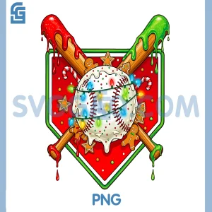 Funny Christmas Baseball PNG, Ice Cream Drip PNG