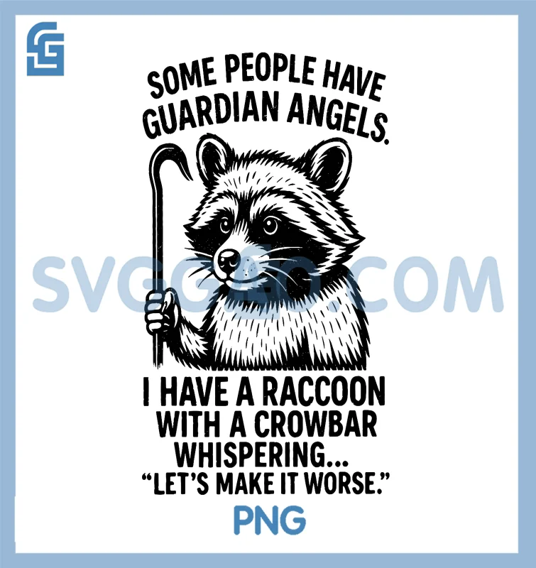 Funny Retro Raccoon PNG, Crowbar Meme Guardian Angel Parody PNG