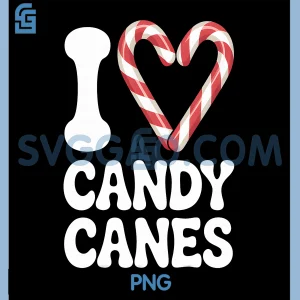 I Love Candy Canes PNG, Cute Christmas Holiday PNG