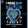 I Wear Blue for Me Diabetes PNG, Awareness Grey & Blue Ribbon PNG