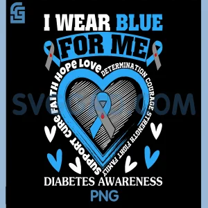 I Wear Blue for Me Diabetes PNG, Awareness Grey & Blue Ribbon PNG