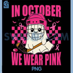 In October We Wear Pink PNG, Hockey Ghost PNG, Breast Cancer Awareness PNG