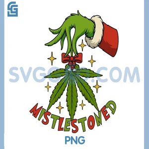 Mistlestoned PNG, Weed Leaf Funny 420 Stoner PNG, Christmas Cannabis