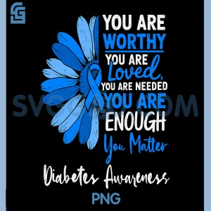 Motivational Type 1 Diabetes PNG, Awareness T1D Ribbon Blue PNG