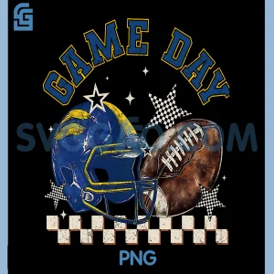 Retro Checkered Blue Gold PNG, Game Day 2025 Football Sport PNG